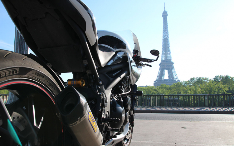 Café Racer with Eiffel Tower on backside