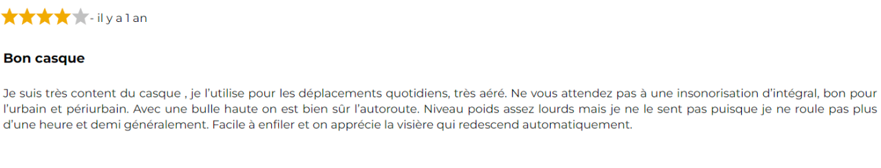 Avis client casque  HJC i100