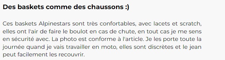 Avis motard