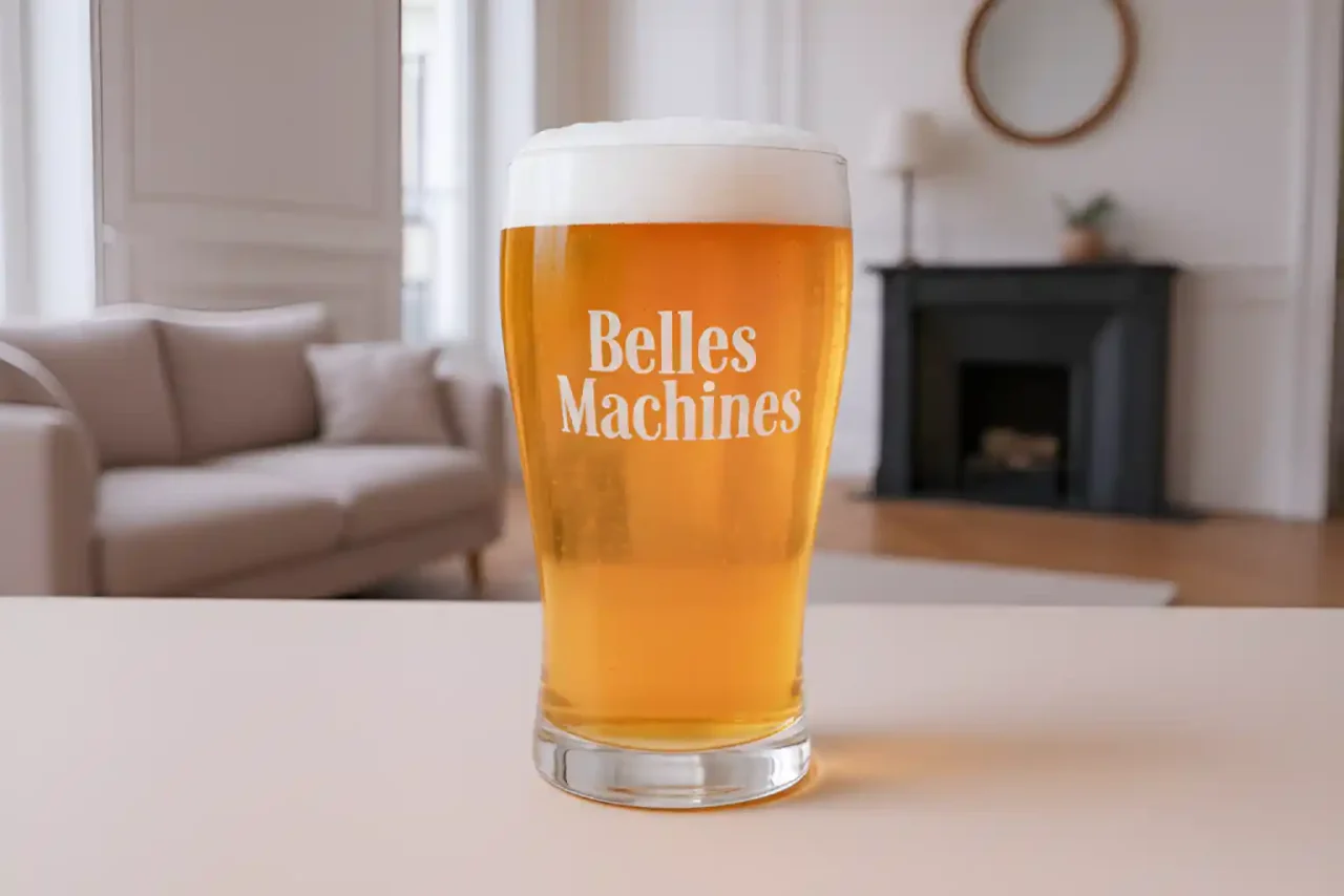 Verre à bière personnalisé pour "Belles Machines"